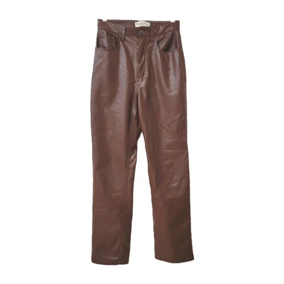 Abercrombie & Fitch Pants - Abercrombie & Fitch 90s Straight Faux Leather Pants Brown Ultra High Rise...